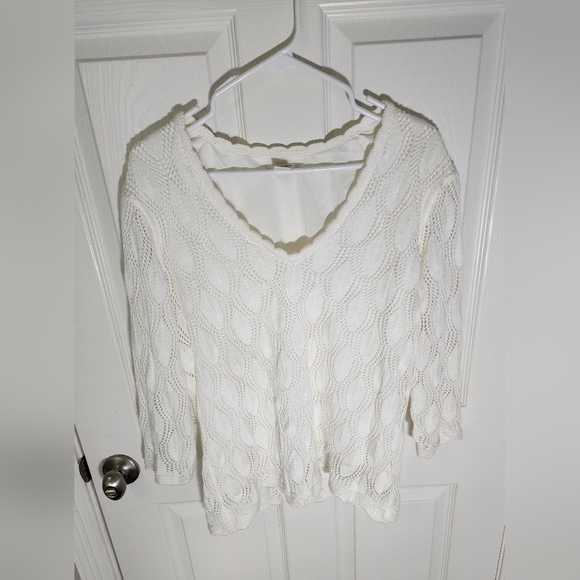 Cato Womens White Lace Sweater Top XL - Picture 9 of 9